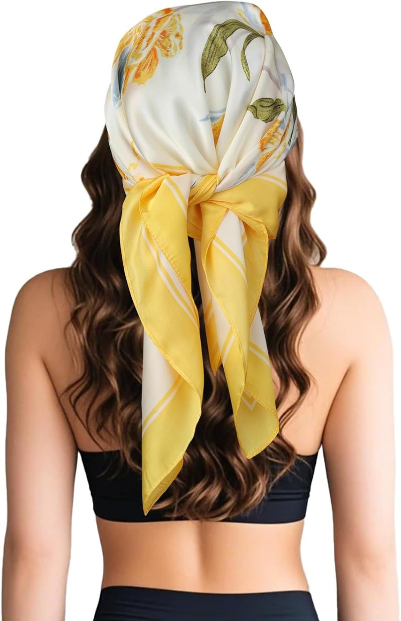 Sumolux Head Hair Scarf for Women Like Satin Silk Scarf Bandana Hair Wrapping Night Large Square Scarves 27.5" - Image 4
